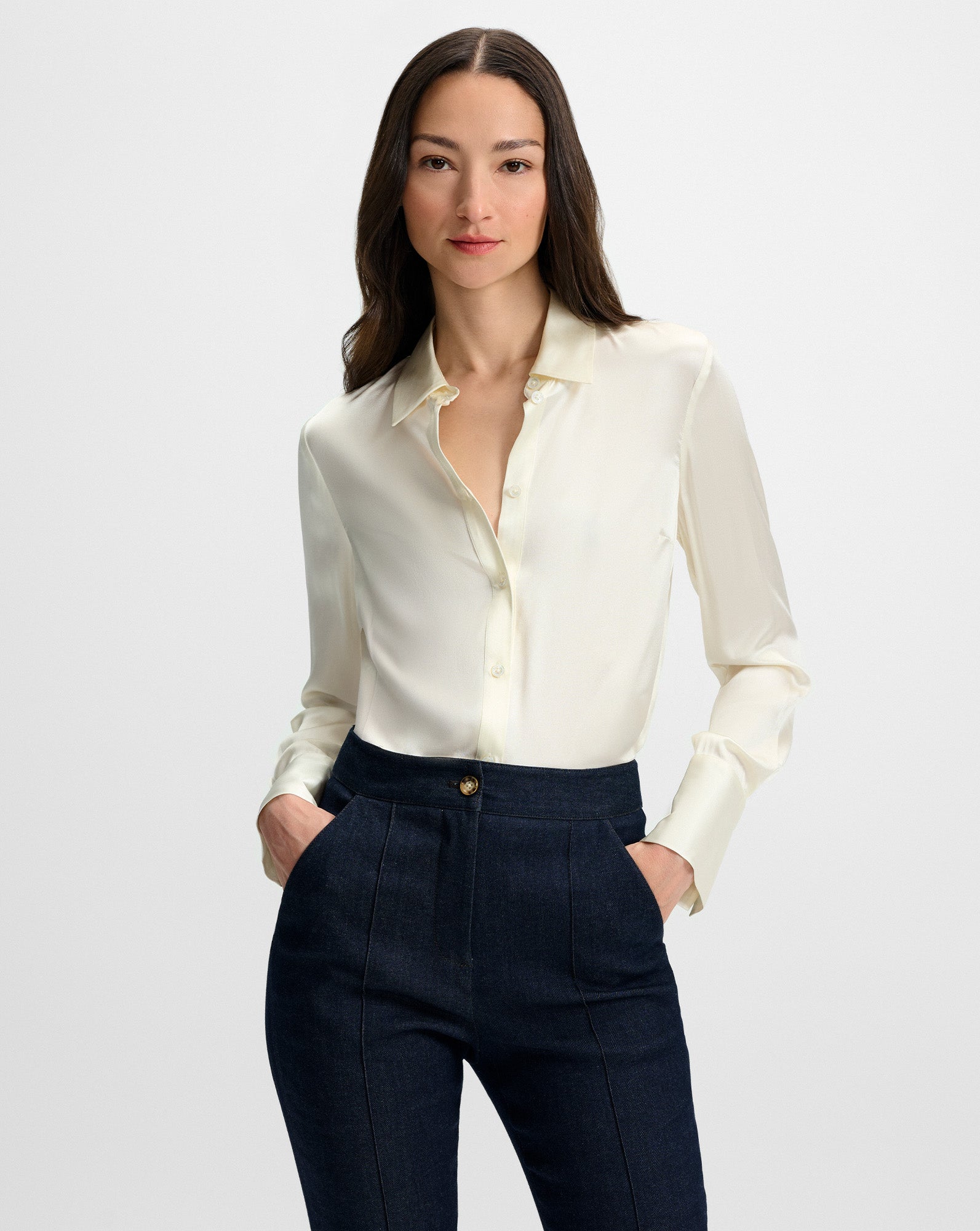 Monique Silk Button-Down Shirt