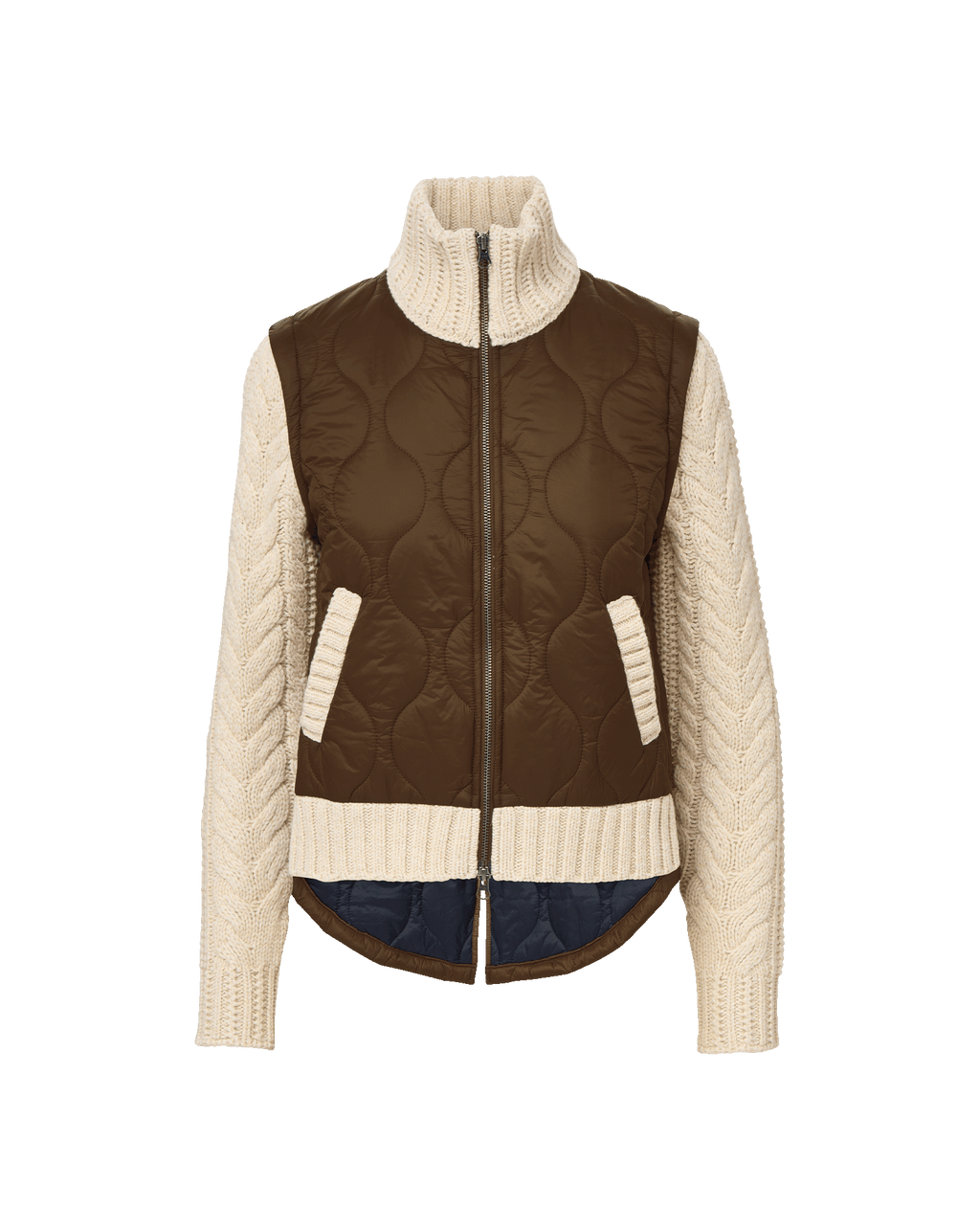 Patra Knit-Sleeve Quilted Jacket