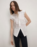 Joon Tie-Neck Button-Down Blouse
