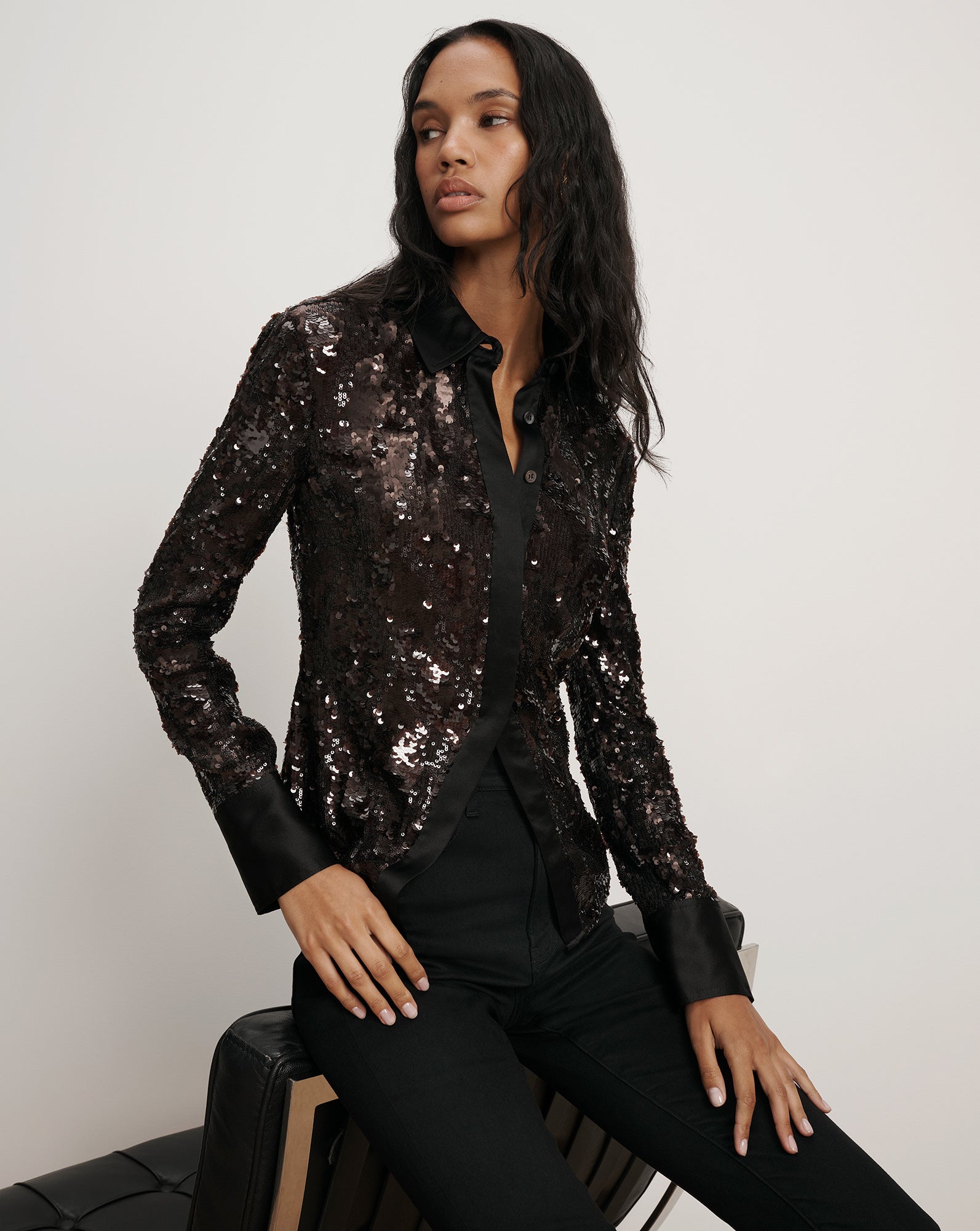 Matty Sequin Button-Down Shirt