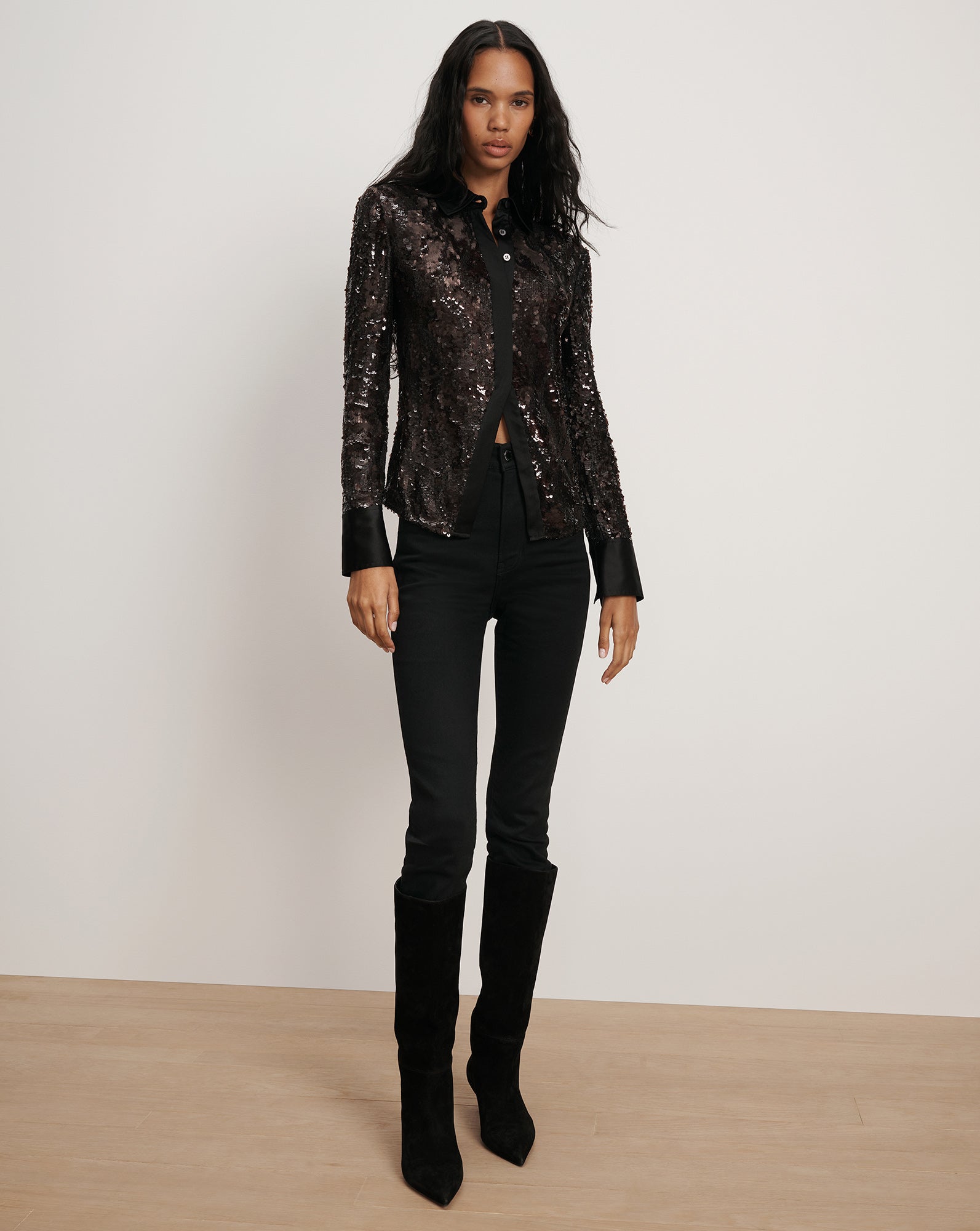 Matty Sequin Button-Down Shirt