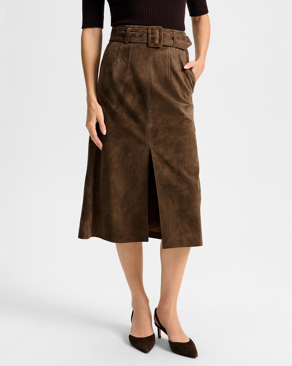 Alexie Suede Midi Skirt