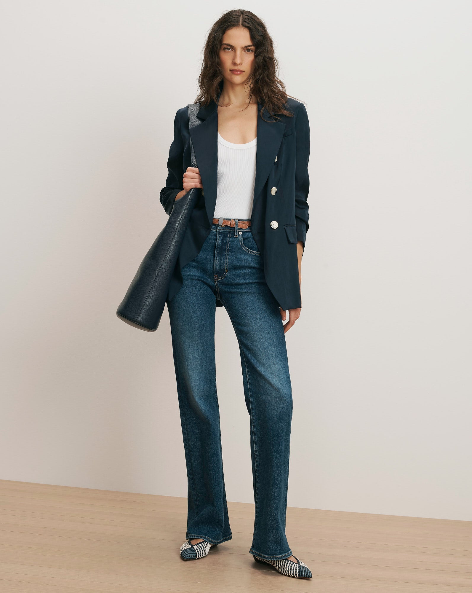 Crosbie Mid-Rise Slim Wide-Leg Jean