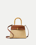 Veronica Beard Raffia Dash Top-Handle Bag