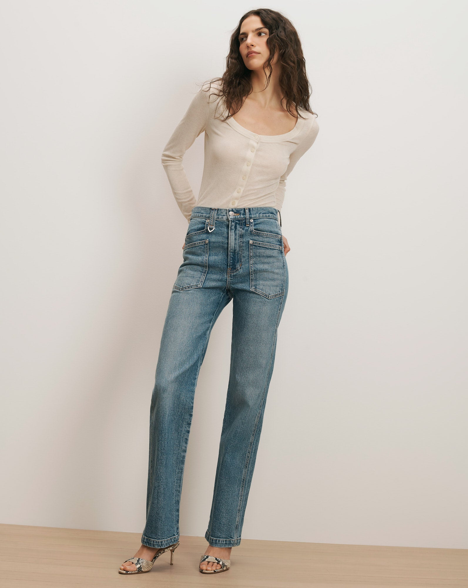 Dylan Patch-Pocket Straight-Leg Jean