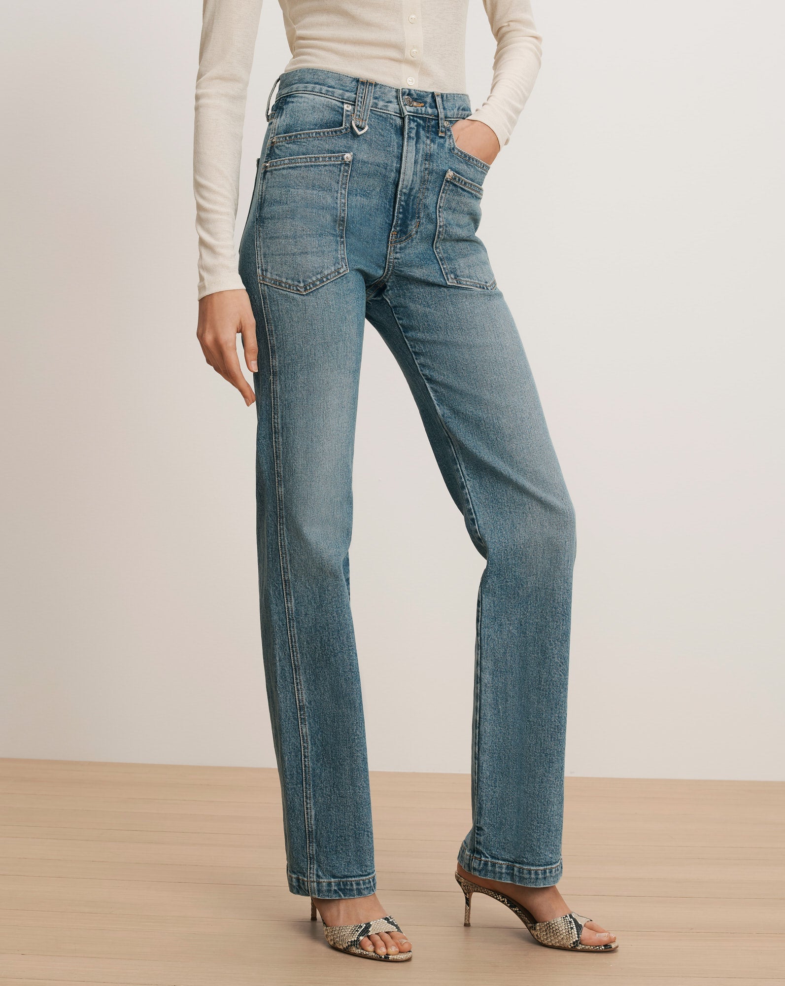 Dylan Patch-Pocket Straight-Leg Jean
